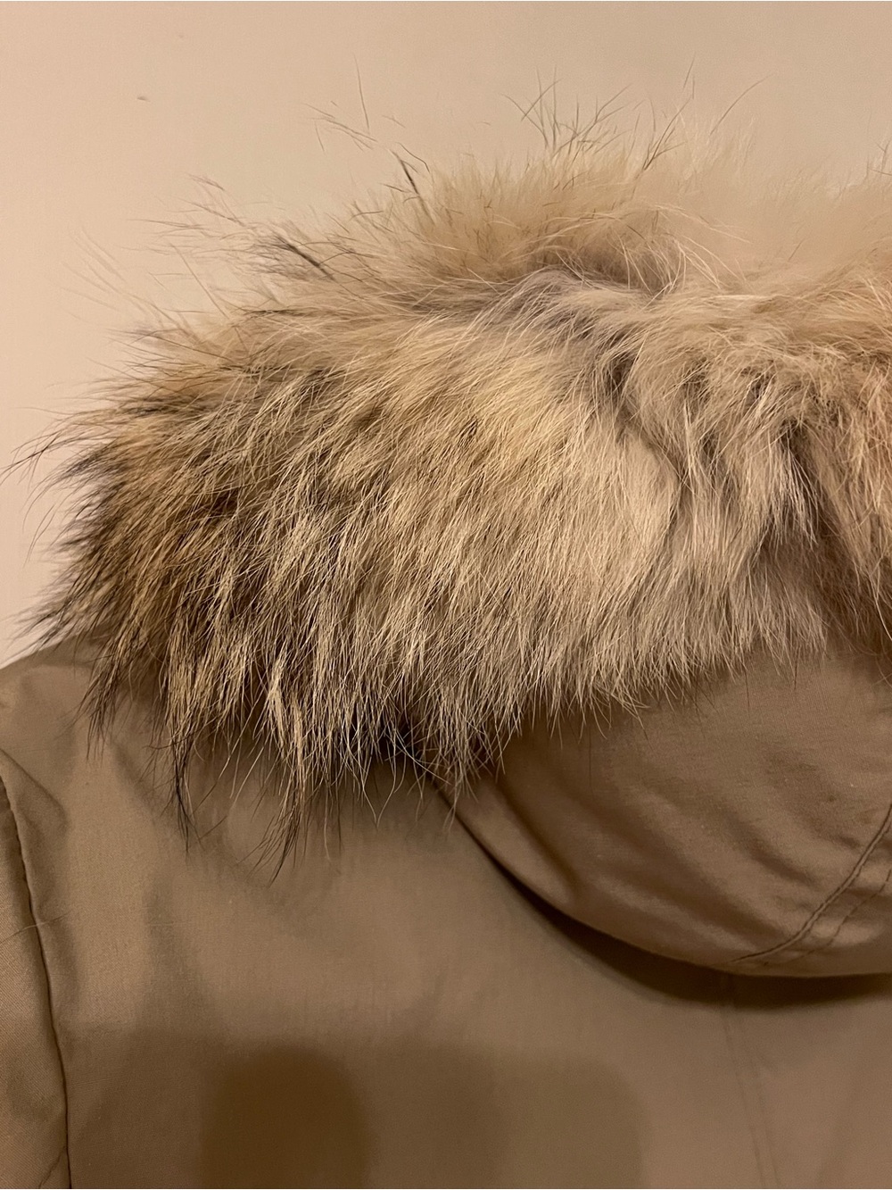 EDDIE BAUER Goose Down Long Trench Puff Jacket Removable Fox Fur Trim Size M-L - Picture 7 of 14
